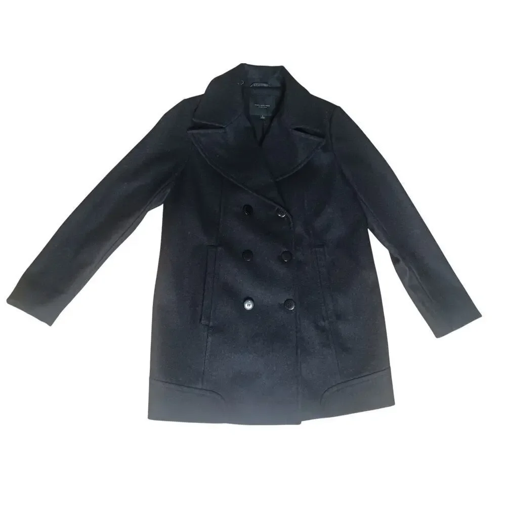 Marc New York Andrew Marc Peacoat Wool Blend Black Size 6 Double Breasted Lined - Picture 5 of 16